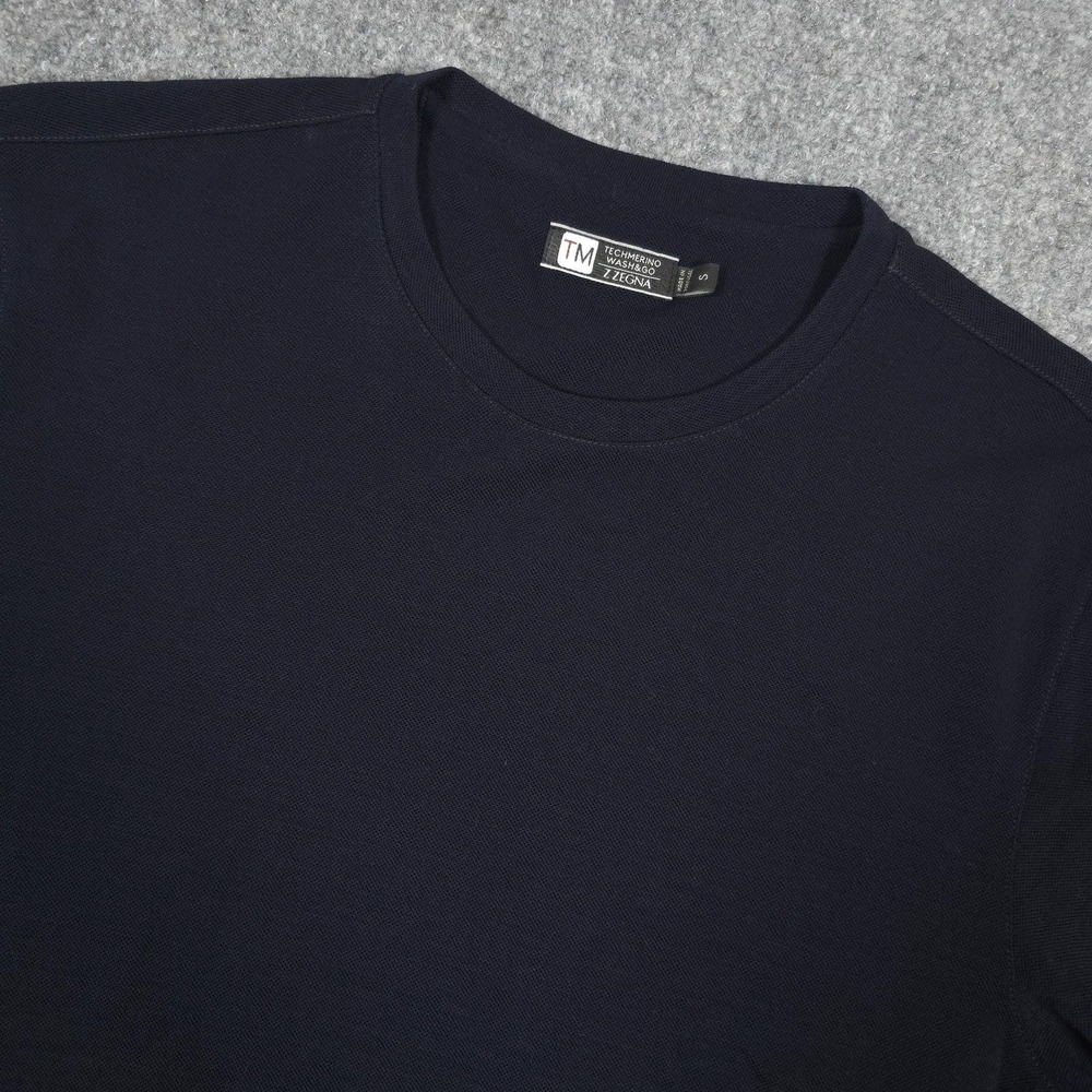 Z Zegna Techmerino Wash Go T-Shirt Mens S Navy 100% Wool Crewneck